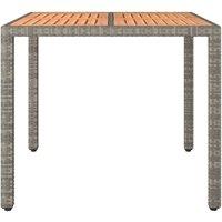 Berkfield Home Garden Table with Wooden Top Grey Poly Rattan&Solid Wood Acacia