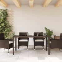 Berkfield Home Garden Table with Glass Top Brown 150x90x75 cm Poly Rattan | Size: 150 x 90 x 75 cm