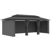 Berkfield Home Gazebo with Curtains 600x298x270 cm Anthracite in Charcoal | Size: 600 x 298 x 270 cm