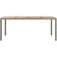 Berkfield Home Garden Table with Wooden Top Grey Poly Rattan&Solid Wood Acacia