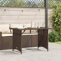 Berkfield Home Garden Table with Glass Top Brown 110x68x70 cm Poly Rattan | Size: 110 x 68 x 70 cm