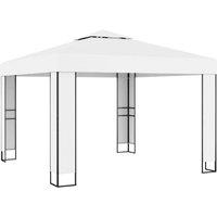 Berkfield Home Gazebo with Double Roof&LED String Lights 3x3 m White
