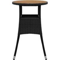 Berkfield Home Garden Table 60x75 cm Acacia Wood & Poly Rattan Black | Size: 60x75 cm