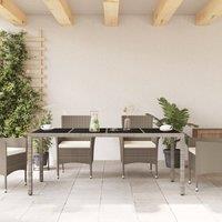 Berkfield Home Garden Table with Glass Top Light Grey 190x90x75 cm Poly Rattan | Size: 190 x 90 x 75 cm