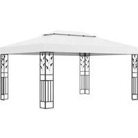 Berkfield Home Gazebo with Double Roof&LED String Lights 3x4 m White