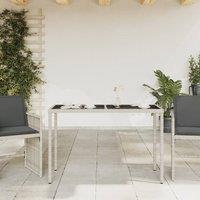 Berkfield Home Garden Table with Glass Top Light Grey 115x54x74 cm Poly Rattan | Size: 115 x 54 x 74 cm