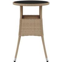 Berkfield Home Garden Table 60x75 cm Tempered Glass & Poly Rattan Beige | Size: 60x75 cm