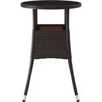 Berkfield Home Garden Table 60x75 cm Tempered Glass & Poly Rattan Brown | Size: 60x75 cm