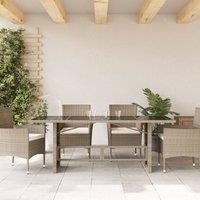 Berkfield Home Garden Table with Glass Top Light Grey 190x80x74 cm Poly Rattan | Size: 190 x 80 x 74 cm