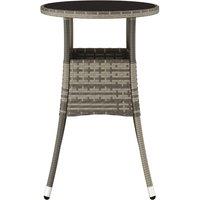 Berkfield Home Garden Table 60x75 cm Tempered Glass & Poly Rattan Grey | Size: 60x75 cm