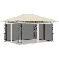 Berkfield Home Gazebo with Mosquito Net&LED String Lights 4x3x2.73 m Cream in Beige