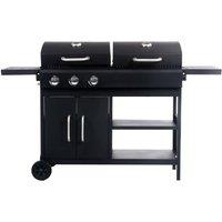 Berkfield Home Gas Charcoal Combo Grill with 3 Burners in Black