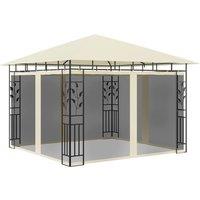 Berkfield Home Gazebo with Mosquito Net&LED String Lights 3x3x2.73 m Cream in Beige