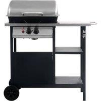 Berkfield Home Gas BBQ Grill with 3-layer Side Table Black & Silver