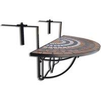 Berkfield Home Hanging Balcony Table Terracotta & White Mosaic in Brown