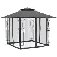 Berkfield Home Gazebo with Sidewalls Anthracite 300x300x270 cm Steel in Charcoal | Size: 300 x 300 x 270 cm