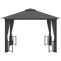 Berkfield Home Gazebo with Sidewalls&Double Roofs 3x3 m Anthracite in Charcoal