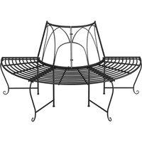 Berkfield Home Half Round Tree Bench 159 cm Black Steel