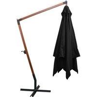 Berkfield Home Hanging Parasol with Pole Black 3x3 m Solid Fir Wood