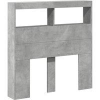Berkfield Home Headboard Cabinet with LED Concrete Grey 100x17x102 cm | Size: 100 x 17 x 102 cm