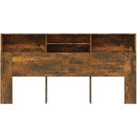 Berkfield Home Headboard Cabinet Smoked Oak 200x19x103.5 cm in Brown