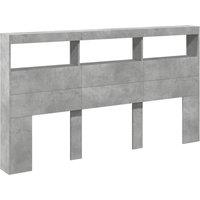 Berkfield Home Headboard Cabinet with LED Concrete Grey 180x17x102 cm | Size: 180 x 17 x 102 cm