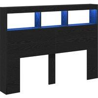 Berkfield Home Headboard Cabinet with LED Black Oak 140x17x102 cm | Size: 140 x 17 x 102 cm
