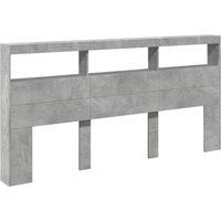 Berkfield Home Headboard Cabinet with LED Concrete Grey 200x17x102 cm | Size: 200 x 17 x 102 cm