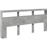 Berkfield Home Headboard Cabinet with LED Concrete Grey 220x17x102 cm | Size: 220 x 17 x 102 cm