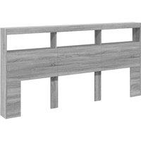 Berkfield Home Headboard Cabinet with LED Grey Sonoma 200x17x102 cm | Size: 200 x 17 x 102 cm