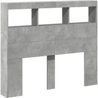 Berkfield Home Headboard Cabinet with LED Concrete Grey 120x17x102 cm | Size: 120 x 17 x 102 cm