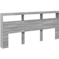 Berkfield Home Headboard Cabinet with LED Grey Sonoma 220x17x102 cm | Size: 220 x 17 x 102 cm