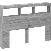 Berkfield Home Headboard Cabinet with LED Grey Sonoma 140x17x102 cm | Size: 140 x 17 x 102 cm