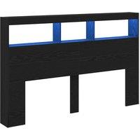 Berkfield Home Headboard Cabinet with LED Black Oak 160x17x102 cm | Size: 160 x 17 x 102 cm