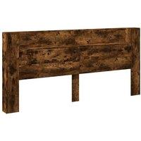 Berkfield Home Headboard Cabinet with LED Smoked Oak 220x16.5x103.5 cm in Brown