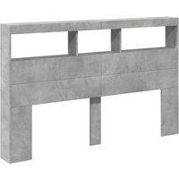 Berkfield Home Headboard Cabinet with LED Concrete Grey 160x17x102 cm | Size: 160 x 17 x 102 cm