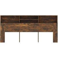 Berkfield Home Headboard Cabinet Smoked Oak 220x19x103.5 cm in Brown