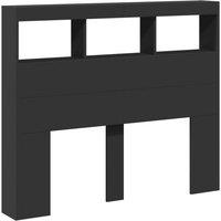 Berkfield Home Headboard Cabinet with LED Black 120x17x102 cm | Size: 120 x 17 x 102 cm