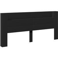 Berkfield Home Headboard Cabinet with LED Black 220x16.5x103.5 cm