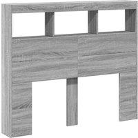Berkfield Home Headboard Cabinet with LED Grey Sonoma 120x17x102 cm | Size: 120 x 17 x 102 cm