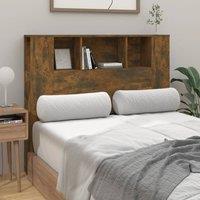 Berkfield Home Headboard Cabinet Smoked Oak 120x18.5x104.5 cm in Brown