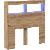 Berkfield Home Headboard Cabinet with LED Artisan Oak 100x17x102 cm in Brown | Size: 100 x 17 x 102 cm