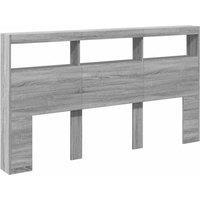Berkfield Home Headboard Cabinet with LED Grey Sonoma 180x17x102 cm | Size: 180 x 17 x 102 cm