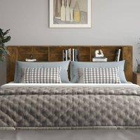 Berkfield Home Headboard Cabinet Smoked Oak 220x18.5x104.5 cm in Brown