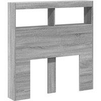 Berkfield Home Headboard Cabinet with LED Grey Sonoma 100x17x102 cm | Size: 100 x 17 x 102 cm