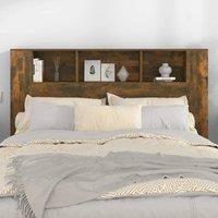 Berkfield Home Headboard Cabinet Smoked Oak 160x18.5x104.5 cm in Brown