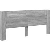 Berkfield Home Headboard Cabinet with LED Grey Sonoma 220x16.5x103.5 cm
