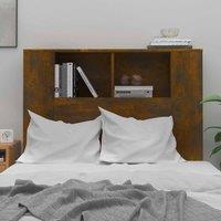 Berkfield Home Headboard Cabinet Smoked Oak 100x18.5x104.5 cm in Brown