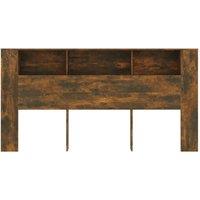 Berkfield Home Headboard Cabinet Smoked Oak 200x18.5x104.5 cm in Brown