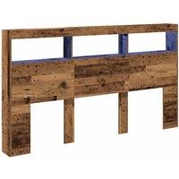 Berkfield Home Headboard Cabinet with LED Old Wood 180x17x102 cm in Brown | Size: 180 x 17 x 102 cm